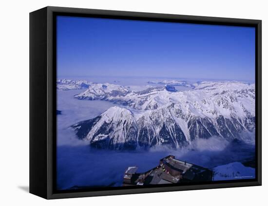 View of the Grand Massif and Ski Resort of Flaine, Aguile Du Midi, Chamonix, French Alps, France-Tom Teegan-Framed Stretched Canvas