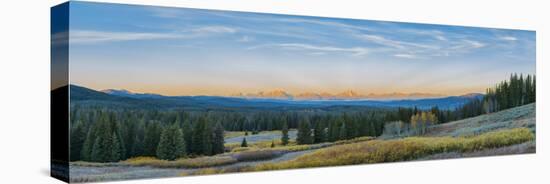 View of the Grand Teton Mountains from Togwotee Pass Overlook, Wyoming-Richard & Susan Day-Stretched Canvas