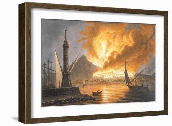 View of the Great Eruption of Vesuvius from the Mole of Naples in the Night of 20 October 1767-Pietro Fabris-Framed Giclee Print