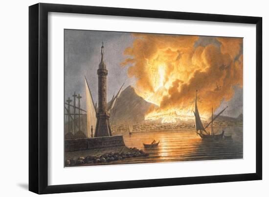 View of the Great Eruption of Vesuvius from the Mole of Naples in the Night of 20 October 1767-Pietro Fabris-Framed Giclee Print