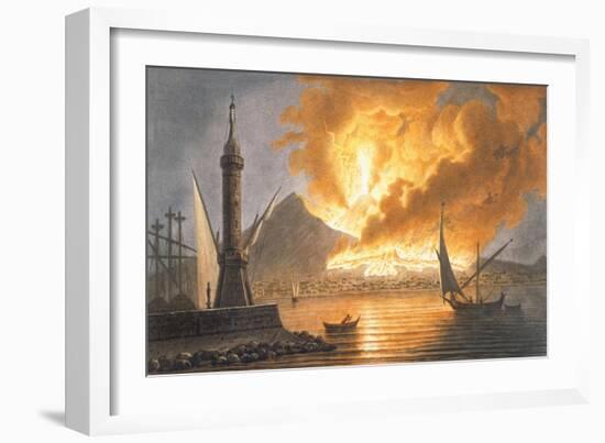 View of the Great Eruption of Vesuvius from the Mole of Naples in the Night of 20 October 1767-Pietro Fabris-Framed Giclee Print