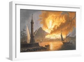 View of the Great Eruption of Vesuvius from the Mole of Naples in the Night of 20 October 1767-Pietro Fabris-Framed Giclee Print