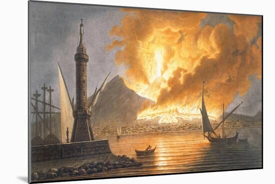View of the Great Eruption of Vesuvius from the Mole of Naples in the Night of 20 October 1767-Pietro Fabris-Mounted Giclee Print