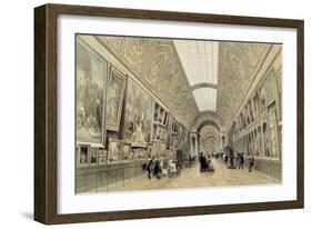 View of the Great Gallery at the Louvre, C.1850-70-Louis Jules Arnout-Framed Giclee Print