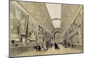 View of the Great Gallery at the Louvre, C.1850-70-Louis Jules Arnout-Mounted Giclee Print