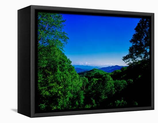 View of the Great Smoky Mountains National Park from Newfound Gap Road, Tennessee and North Caro...-null-Framed Stretched Canvas
