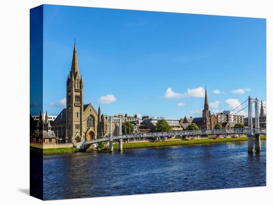 View of the Greig Street Bridge and the Free North Church, Inverness, Highlands, Scotland, United K-Karol Kozlowski-Stretched Canvas