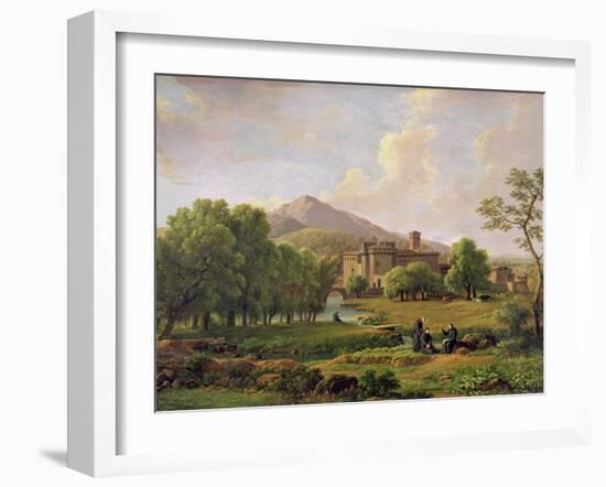 View of the Grottaferrata Monastery, 1844 (Oil on Canvas)-Jean Joseph Xavier Bidauld-Framed Giclee Print