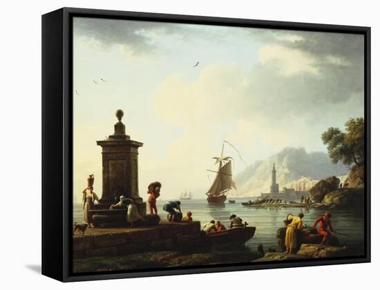 View of the Harbor at Genoa, 1773-Claude Joseph Vernet-Framed Stretched Canvas