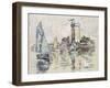 View of the Harbour at Les Sables-D'Olonne (Black Chalk with Watercolour on Tissue Paper-Paul Signac-Framed Giclee Print