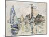 View of the Harbour at Les Sables-D'Olonne (Black Chalk with Watercolour on Tissue Paper-Paul Signac-Mounted Giclee Print
