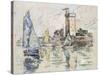View of the Harbour at Les Sables-D'Olonne (Black Chalk with Watercolour on Tissue Paper-Paul Signac-Stretched Canvas