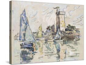 View of the Harbour at Les Sables-D'Olonne (Black Chalk with Watercolour on Tissue Paper-Paul Signac-Stretched Canvas
