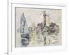 View of the Harbour at Les Sables-D'Olonne (Black Chalk with Watercolour on Tissue Paper-Paul Signac-Framed Giclee Print