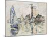 View of the Harbour at Les Sables-D'Olonne (Black Chalk with Watercolour on Tissue Paper-Paul Signac-Mounted Giclee Print