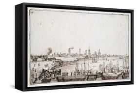 View of the Harbour of La Rochelle with Galleons Firing a Salute-Jacques Callot-Framed Stretched Canvas