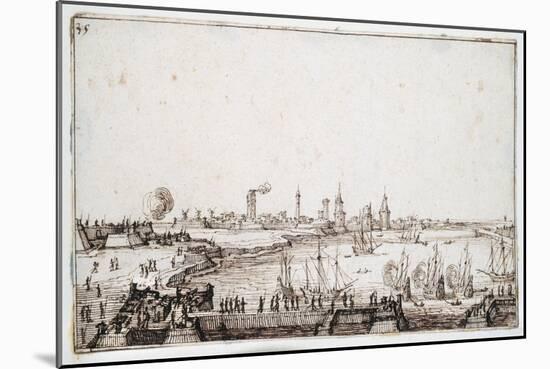 View of the Harbour of La Rochelle with Galleons Firing a Salute-Jacques Callot-Mounted Giclee Print