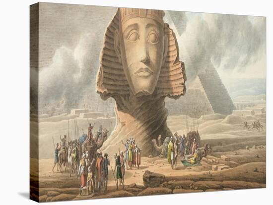 View of the Head of the Sphinx and the Pyramid of Khafre, circa 1790-Louis-Francois Cassas-Stretched Canvas