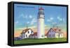 View of the Highland Lighthouse - Cape Cod, MA-Lantern Press-Framed Stretched Canvas