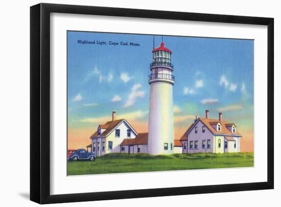 View of the Highland Lighthouse - Cape Cod, MA-Lantern Press-Framed Art Print