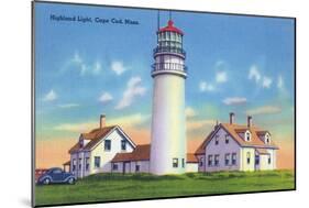 View of the Highland Lighthouse - Cape Cod, MA-Lantern Press-Mounted Art Print