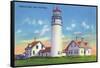 View of the Highland Lighthouse - Cape Cod, MA-Lantern Press-Framed Stretched Canvas