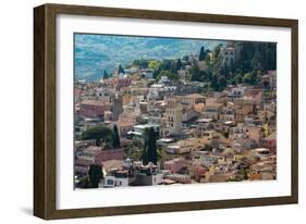 View of the Hill Town of Taormina, Sicily, Italy, Mediterranean, Europe-Martin Child-Framed Photographic Print