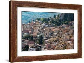 View of the Hill Town of Taormina, Sicily, Italy, Mediterranean, Europe-Martin Child-Framed Photographic Print