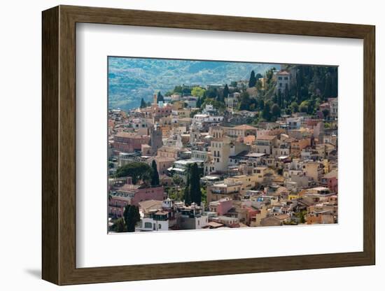 View of the Hill Town of Taormina, Sicily, Italy, Mediterranean, Europe-Martin Child-Framed Photographic Print