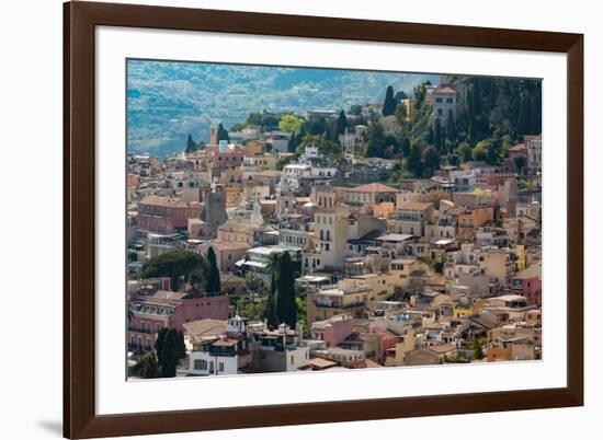 View of the Hill Town of Taormina, Sicily, Italy, Mediterranean, Europe-Martin Child-Framed Photographic Print