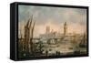 View of the Houses of Parliament from the River Thames-Richard Willis-Framed Stretched Canvas