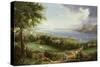 View of the Hudson River from Near Sing Sing, New York, C.1850-Robert The Younger Havell-Stretched Canvas
