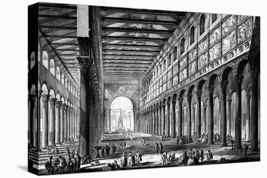 View of the Interior of Basilica of San Paolo Fuori Le Mura, from the 'Views of Rome' Series,…-Giovanni Battista Piranesi-Stretched Canvas