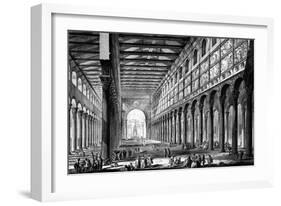 View of the Interior of Basilica of San Paolo Fuori Le Mura, from the 'Views of Rome' Series,…-Giovanni Battista Piranesi-Framed Giclee Print