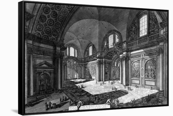 View of the Interior of Santa Maria Degli Angeli E Dei Martiri, from the 'Views of Rome' Series,…-Giovanni Battista Piranesi-Framed Stretched Canvas