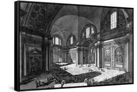 View of the Interior of Santa Maria Degli Angeli E Dei Martiri, from the 'Views of Rome' Series,…-Giovanni Battista Piranesi-Framed Stretched Canvas