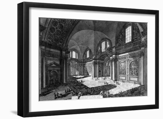 View of the Interior of Santa Maria Degli Angeli E Dei Martiri, from the 'Views of Rome' Series,…-Giovanni Battista Piranesi-Framed Giclee Print