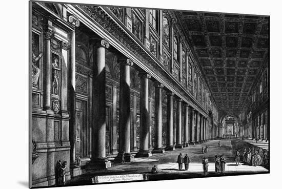 View of the Interior of Santa Maria Maggiore, from the 'Views of Rome' Series, C.1760-Giovanni Battista Piranesi-Mounted Giclee Print