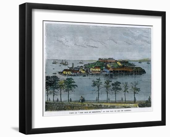 View of the Isle of Serpents, in the Bay of Rio De Janeiro, Brazil, C1880-null-Framed Giclee Print