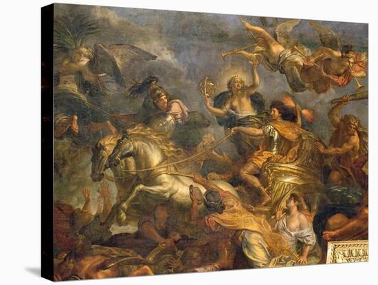 View of the King Taking Maastricht in Thirteen Days in 1673 and the Passage on the Rhine-Charles Le Brun-Stretched Canvas