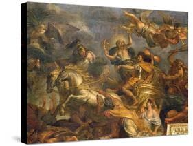 View of the King Taking Maastricht in Thirteen Days in 1673 and the Passage on the Rhine-Charles Le Brun-Stretched Canvas