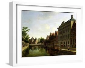 View of the Kloveniersburgwal in Amsterdam, with the Waag-Gerrit Adriaensz Berckheyde-Framed Giclee Print