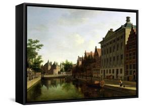 View of the Kloveniersburgwal in Amsterdam, with the Waag-Gerrit Adriaensz Berckheyde-Framed Stretched Canvas