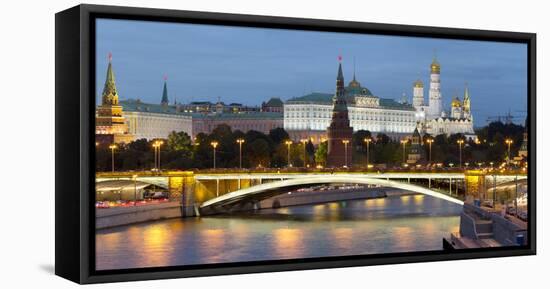 View of the Kremlin on the banks of the Moscow River, Moscow, Russia, Europe-Miles Ertman-Framed Stretched Canvas