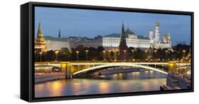 View of the Kremlin on the banks of the Moscow River, Moscow, Russia, Europe-Miles Ertman-Framed Stretched Canvas