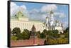 View of the Kremlin on the banks of the Moscow River, UNESCO World Heritage Site, Moscow, Russia, E-Miles Ertman-Framed Stretched Canvas