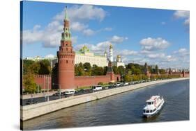 View of the Kremlin, UNESCO World Heritage Site, on the banks of the Moscow River, Moscow, Russia,-Miles Ertman-Stretched Canvas