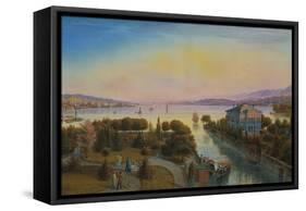 View of the Lake of Zurich with the Villa Rosau-Emanuel Labhardt-Framed Stretched Canvas