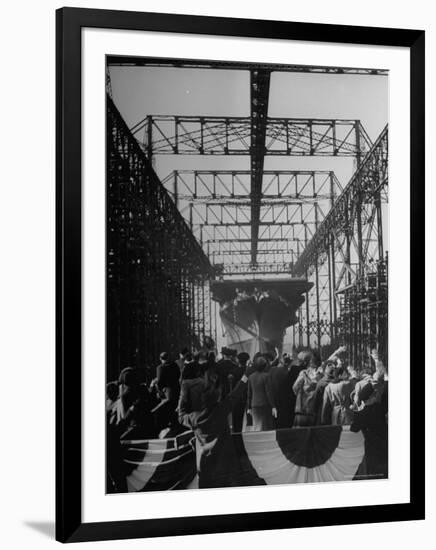 View of the Launching of the U.S. Navy Aircraft Carrier Ticonderoga-Thomas D^ Mcavoy-Framed Photographic Print