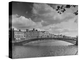 View of the Liffey River and the Metal Bridge in Dublin-Hans Wild-Stretched Canvas